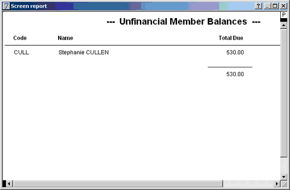 unfinancial member balances report